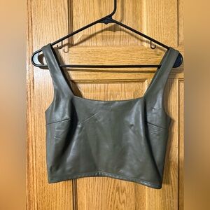 Express Body Contour Faux Leather Square Neck Crop Top